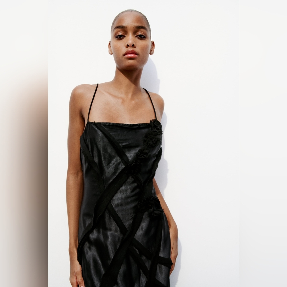 SALE! ZARA NWT SATIN EFFECT DRESS - Picture 2 of 12